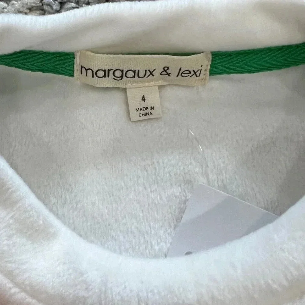 Margaux & Lexi White Velour Snow Cool Llama Sweater 4